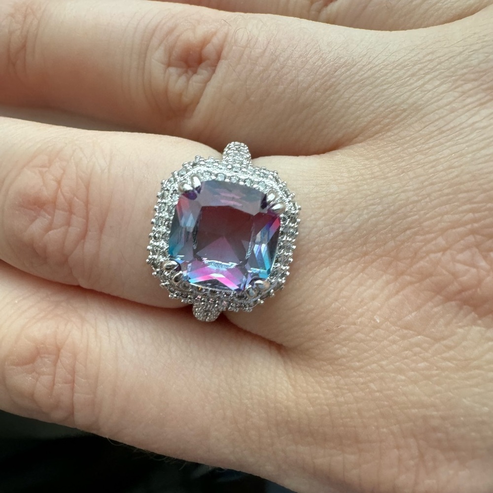 Gorgeous Silver Plated Purple Stone Ring